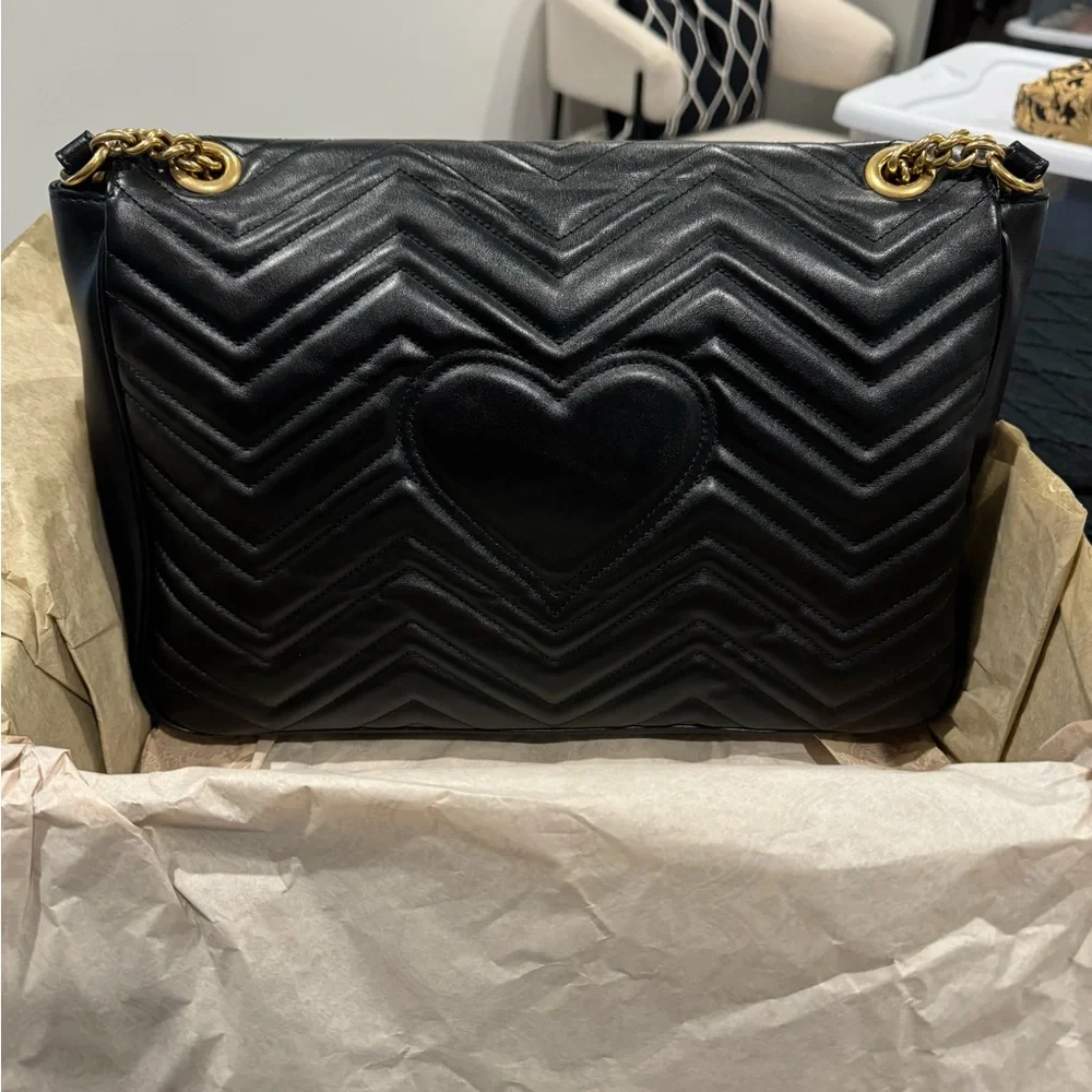 Gucci Marmont Leather Shoulder Bag in Large Size - Picture 3 of 14